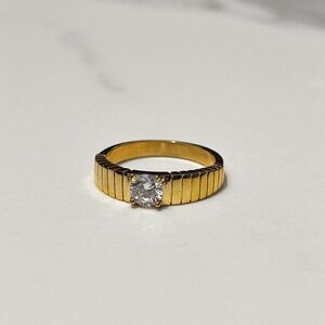 New! “Porscha” Gold Ribbed Ring